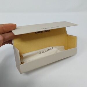 Authentic Giorgio Armani Beige Hard Clamshell Glasses Case w/ Cleaning Cloth